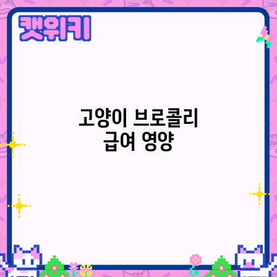 고양이 브로콜리 급여: 영양