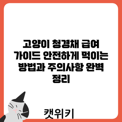 고양이 청경채 급여 가이드: 안전하게 먹이는 방법과 주의사항 완벽 정리