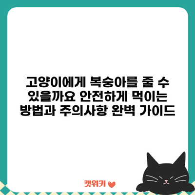 고양이에게 복숭아를 줄 수 있을까요? 안전하게 먹이는 방법과 주의사항 완벽 가이드
