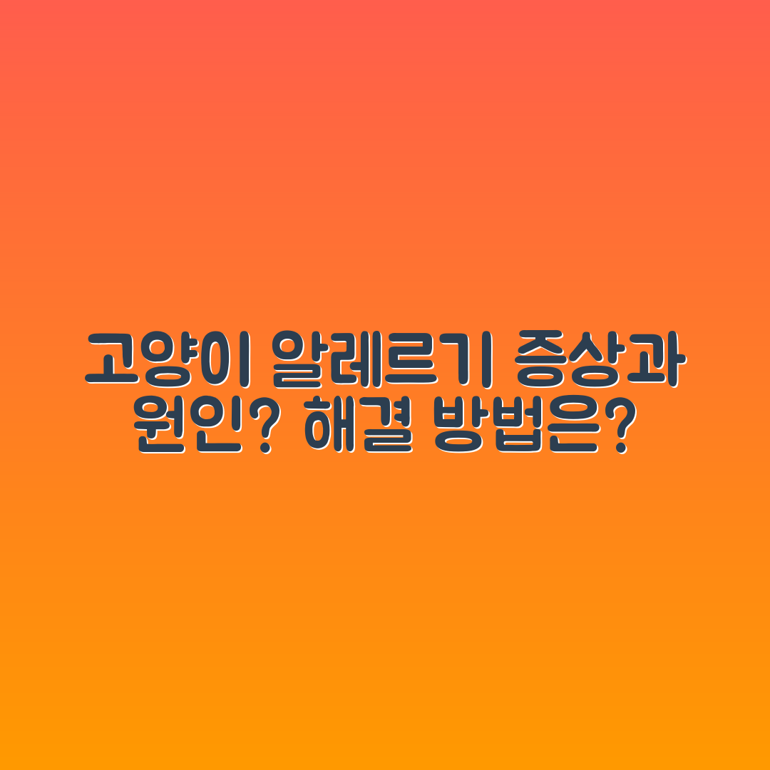 고양이 알레르기 원인과 증상, 어떻게 해결할까요?