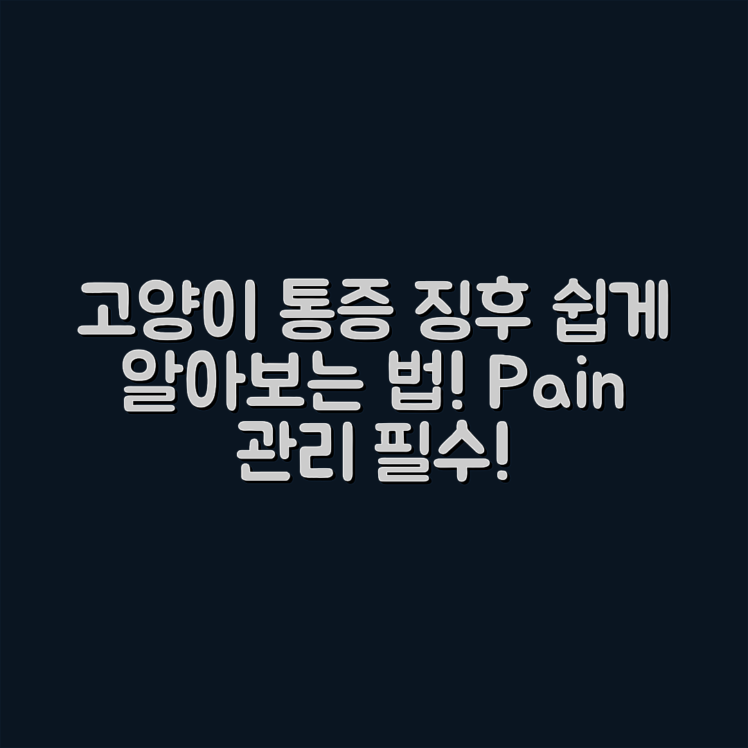 고양이 통증 징후와 관리, 누구나 쉽게 알아보는 법