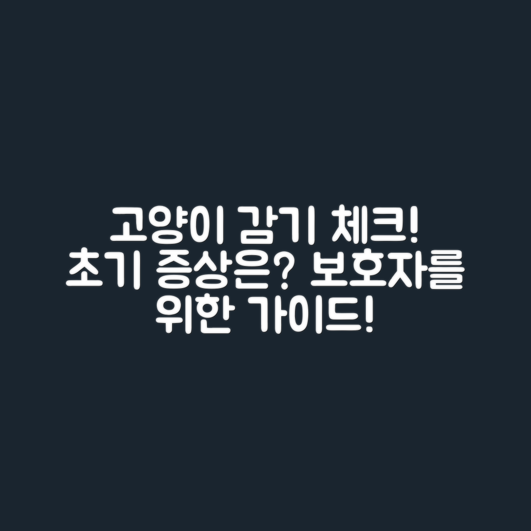 고양이 감기와 독감 초기 증상, 어떻게 체크할까요?